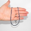 Collier en Saphir du Myanmar, perles médaillons facettées 4mm