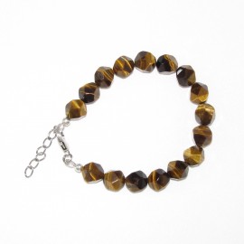 Bracelet en de Oeil du Tigre d'Afrique facetté 10 mm