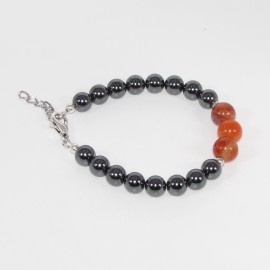 Bracelet en Hématite de Chine et Agate de Feu du Brésil
