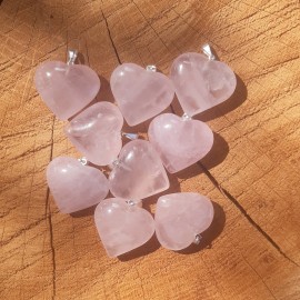 Pendentif Coeur en Quartz rose